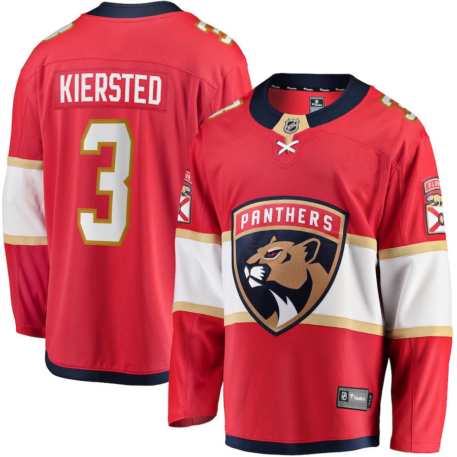 Men Florida Panthers #3 Matt Kiersted Fanatics Branded Red Home Team Breakaway Player NHL Jersey